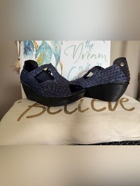 Bernie Merv open toe wedge shoe.